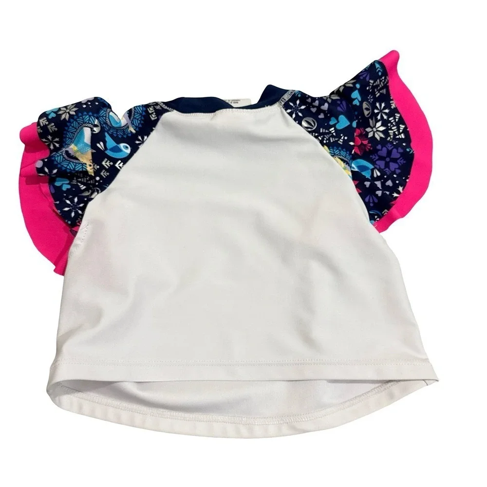Disney Frozen Swim Top White Pink Elsa Anna Be Cool Rash Guard Girls 4